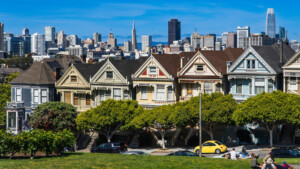 San Francisco skyline and houses